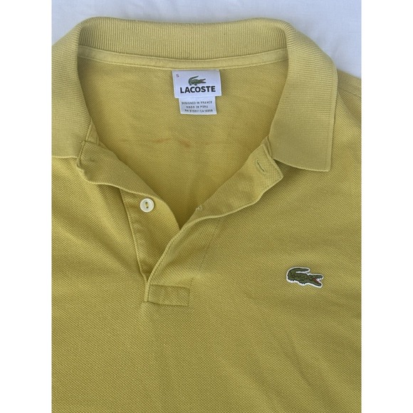 Lacoste Tops - Lacoste Classic Pique Polo Women's 5 M Mustard Yellow Short Sleeve Croc Logo
